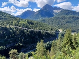 Die Hängebrücke von der Burgruine Ehrenberg aus
